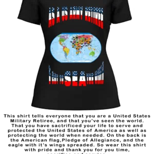 US ARMY RETIREE FEMALE BLACK T-SHIRT