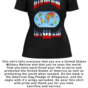 US NAVY RETIREE WOMEN BLACK V NECK T-SHIRT