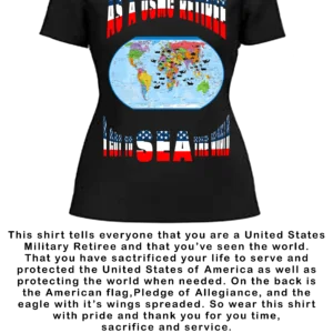 USMC RETIREE FEMALE BLACK V NECK T-SHIRT