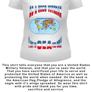 USMC VETERAN FEMALE WHITE V NECK T-SHIRT