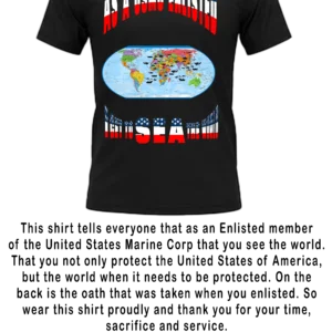 USMC ENLISTED MEN BLACK CREW NECK STARS AND STRIPS T-SHIRT