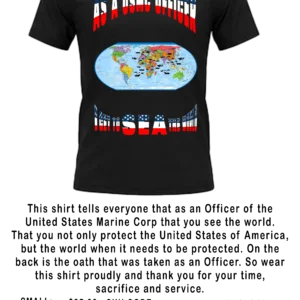 USMC OFFICER MEN BLACK CREW NECK STARS AND STRIPS T-SHIRT