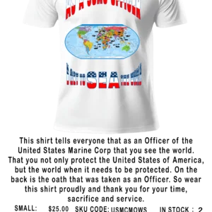 USMC OFFICER WHITE CREW NECK STARS AND STRIPS T-SHIRT