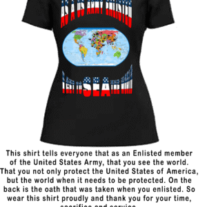 US ARMY ENLISTED FEMALE STARS AND STRIPS V NECK BLACK T