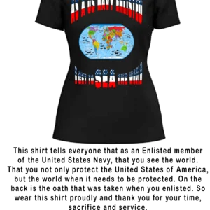 US NAVY Enlisted Women black t  v neck