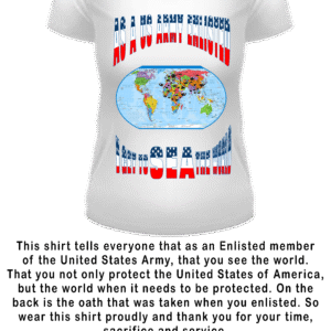 US ARMY ENLISTED FEMALE STARS AND STRIPS V NECK WHITE T-SHIRT