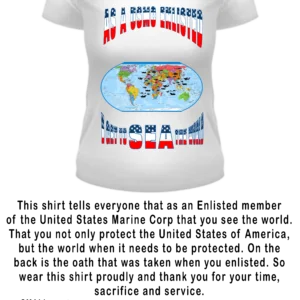 USMC ENLISTED WHITE V NECK STARS AND STRIPS T-SHIRT