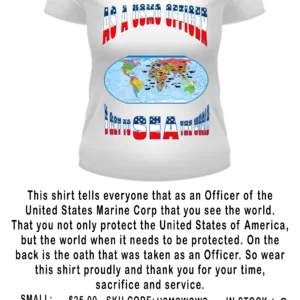 USMC OFFICER WOMEN WHITE V NECK STARS AND STRIPS T-SHIRT