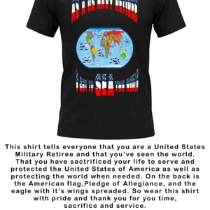 US NAVY RETIREE MEN BLACK CREW NECK T-SIRT