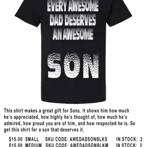 1a AWESOME DAD AND SON BLACK SHIRT