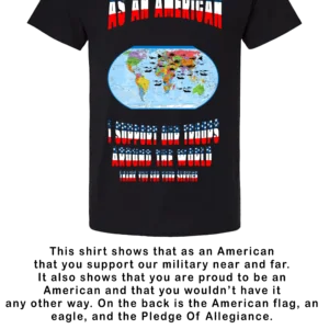 US American Men Black Crew Neck I support our Troops