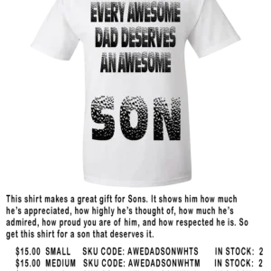 1b AWESOME DAD AND SON WHITE SHIRT