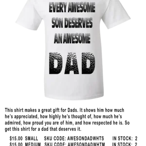 2b AWESOME SON AND DAD WHITE CREW NECK