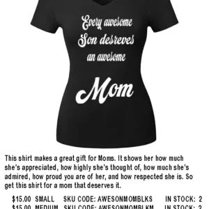 2c EVERY AWESOME SON AND MOM BLACK V NECK