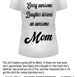 3d EVERY AWESOME DAUGHTER AND MOM WHITE V NECK