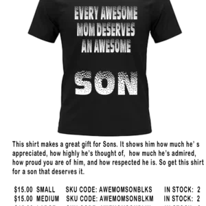 4C EVERY AWESOME MOM AND SON BLACK SHIRT