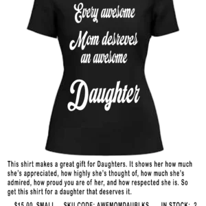 4a EVERY AWESOME  MOM AND DAUGHTER BLACK V NECK