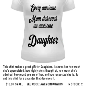 4b EVERY AWESOME  MOM AND DAUGHTER WHITE V NECK